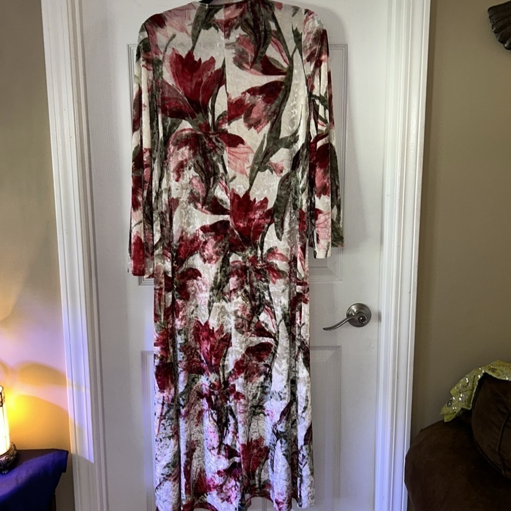 New Boho RetroFloral Rose Kimono Maxi Duster Robe Cardigan Medium-Small